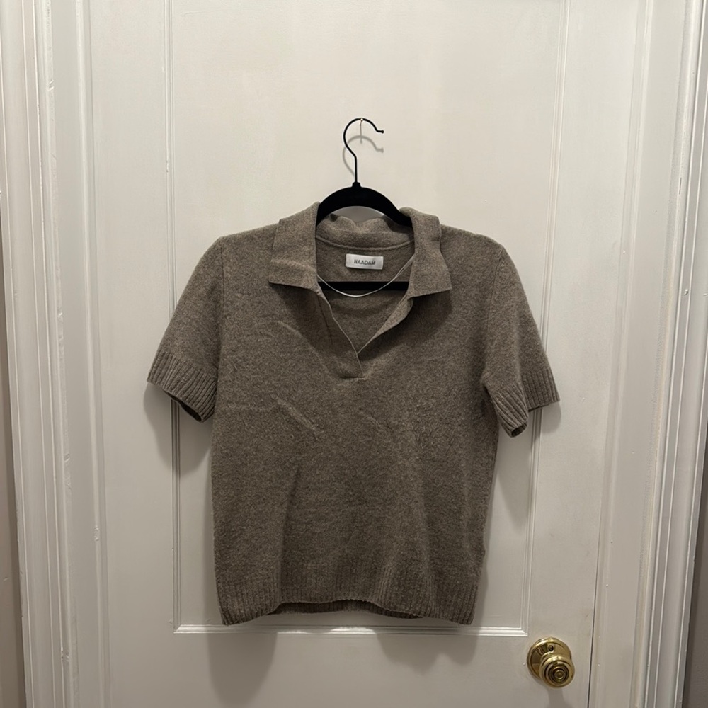 Brown Short Sleeve Cashmere Sweater
